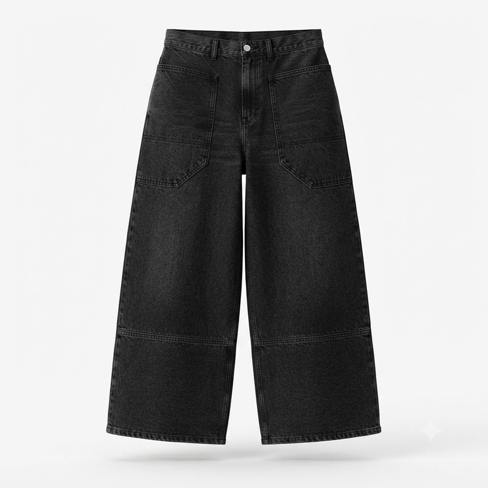 Everlane The Gardener Jean Washed Black Organic Cotton Wide Leg Utility Pants 29
